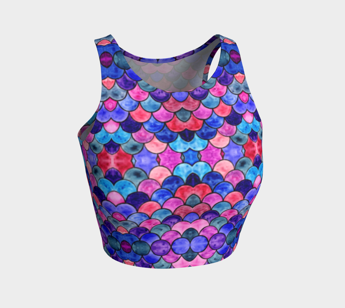 Blue and Purple Scales Pattern Athletic Crop Top preview