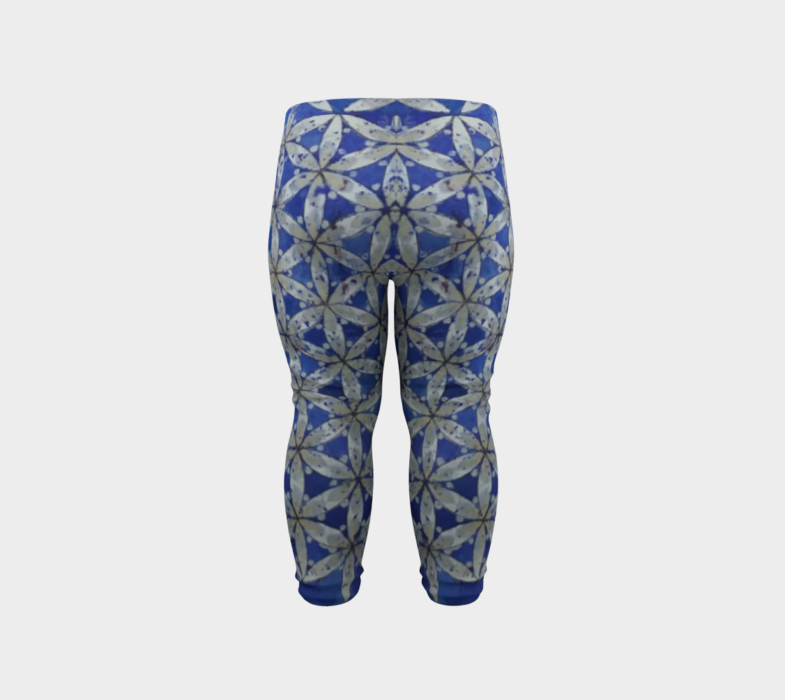 Blue & White Floral Flower of Life Baby Leggings preview #6