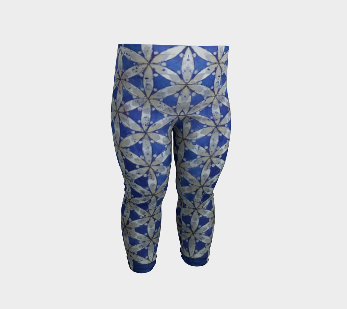 Blue & White Floral Flower of Life Baby Leggings preview #2