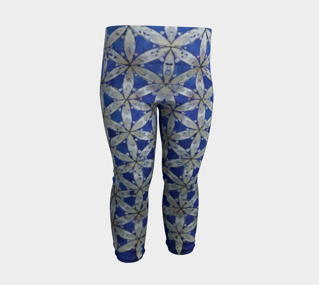 Blue & White Floral Flower of Life Baby Leggings 3D preview