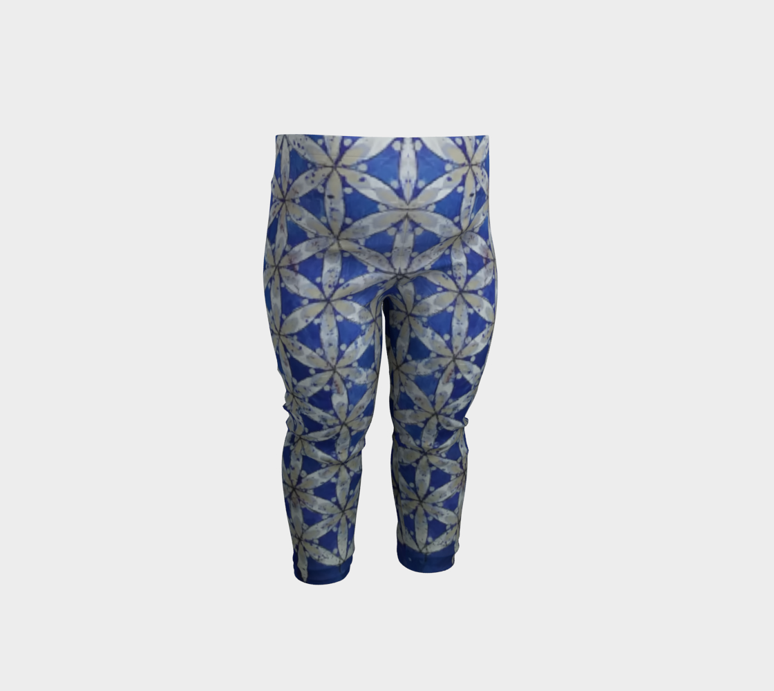 Blue & White Floral Flower of Life Baby Leggings preview