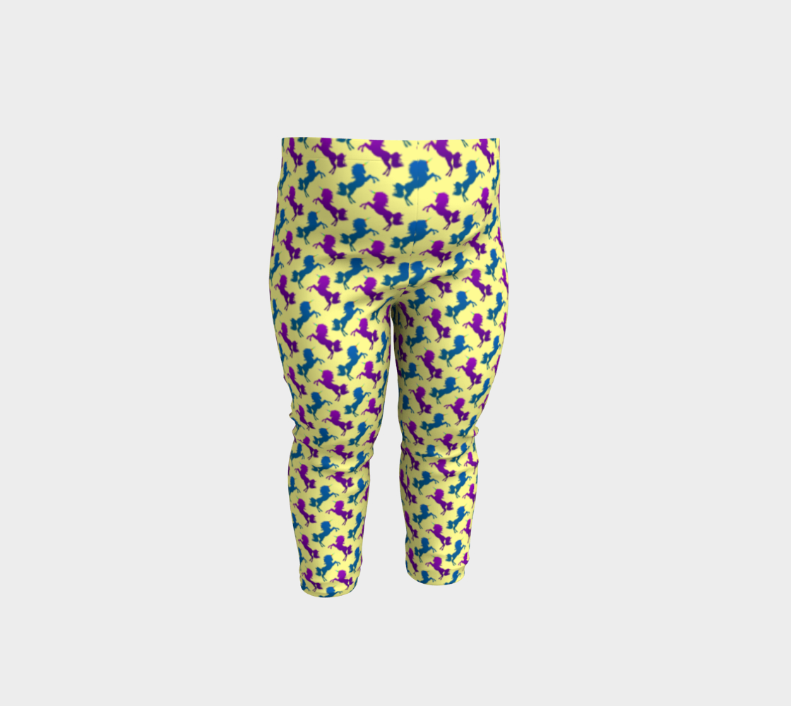 Aperçu de Purple & Blue Unicorn Pattern on Light Yellow Baby Leggings, AWSD