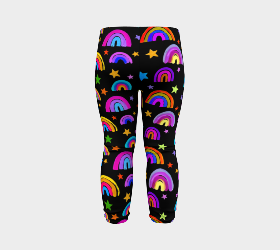 Rainbows and Stars Black Leggings for Baby and Kids preview #7