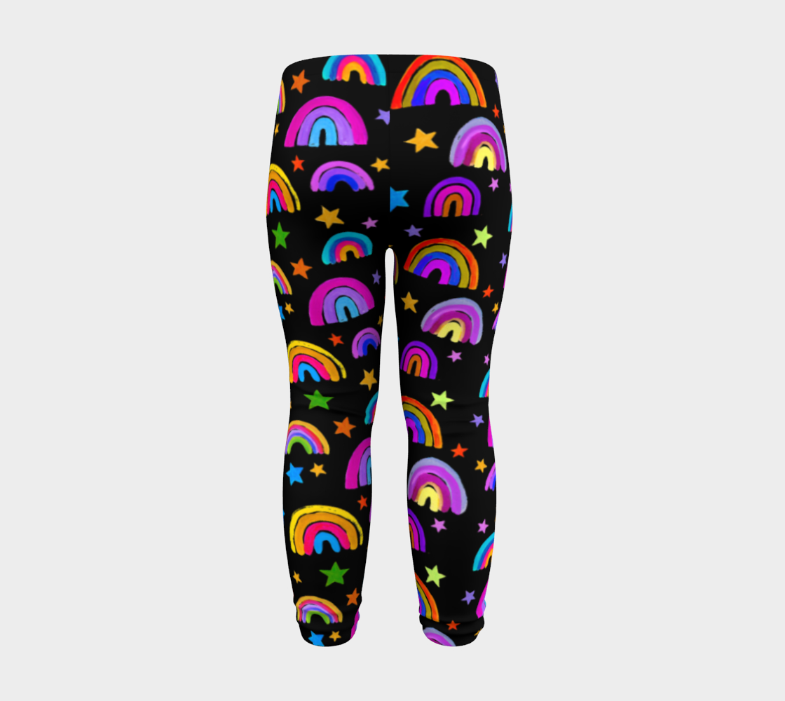 Rainbows and Stars Black Leggings for Baby and Kids preview #8
