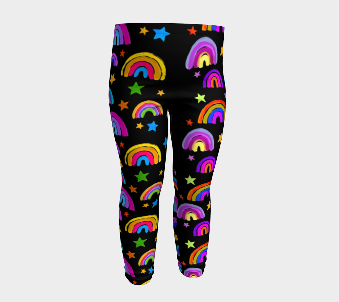 Rainbows and Stars Black Leggings for Baby and Kids thumbnail #5