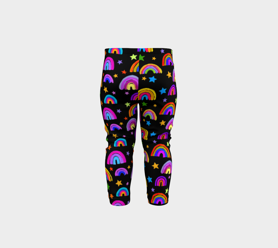 Rainbows and Stars Black Leggings for Baby and Kids preview #5