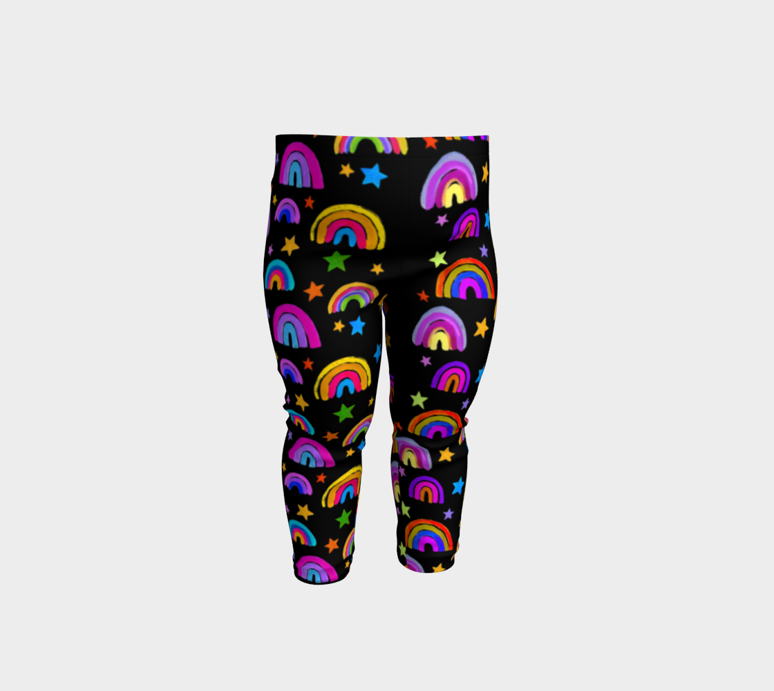 Rainbows and Stars Black Leggings for Baby and Kids preview