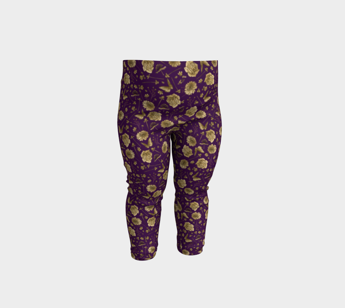 Petal to the metal violet & gold baby leggings preview