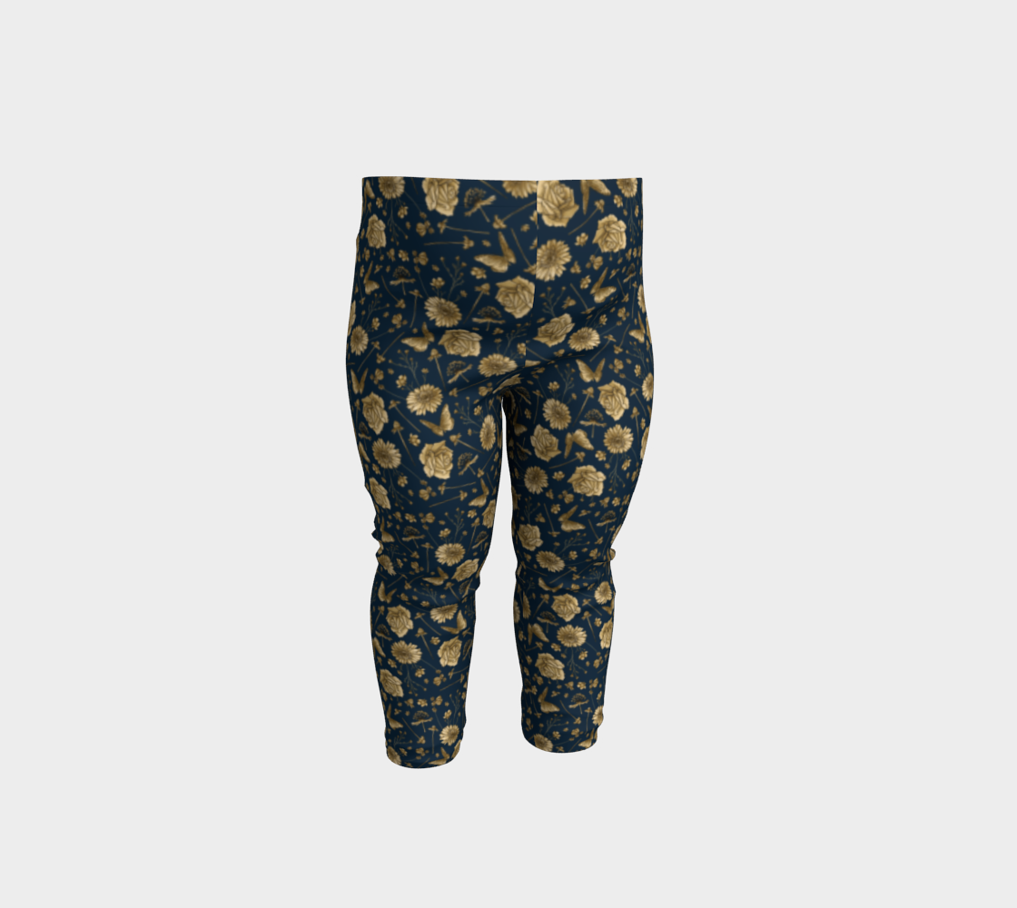 Petal to the metal navy & gold baby leggings preview