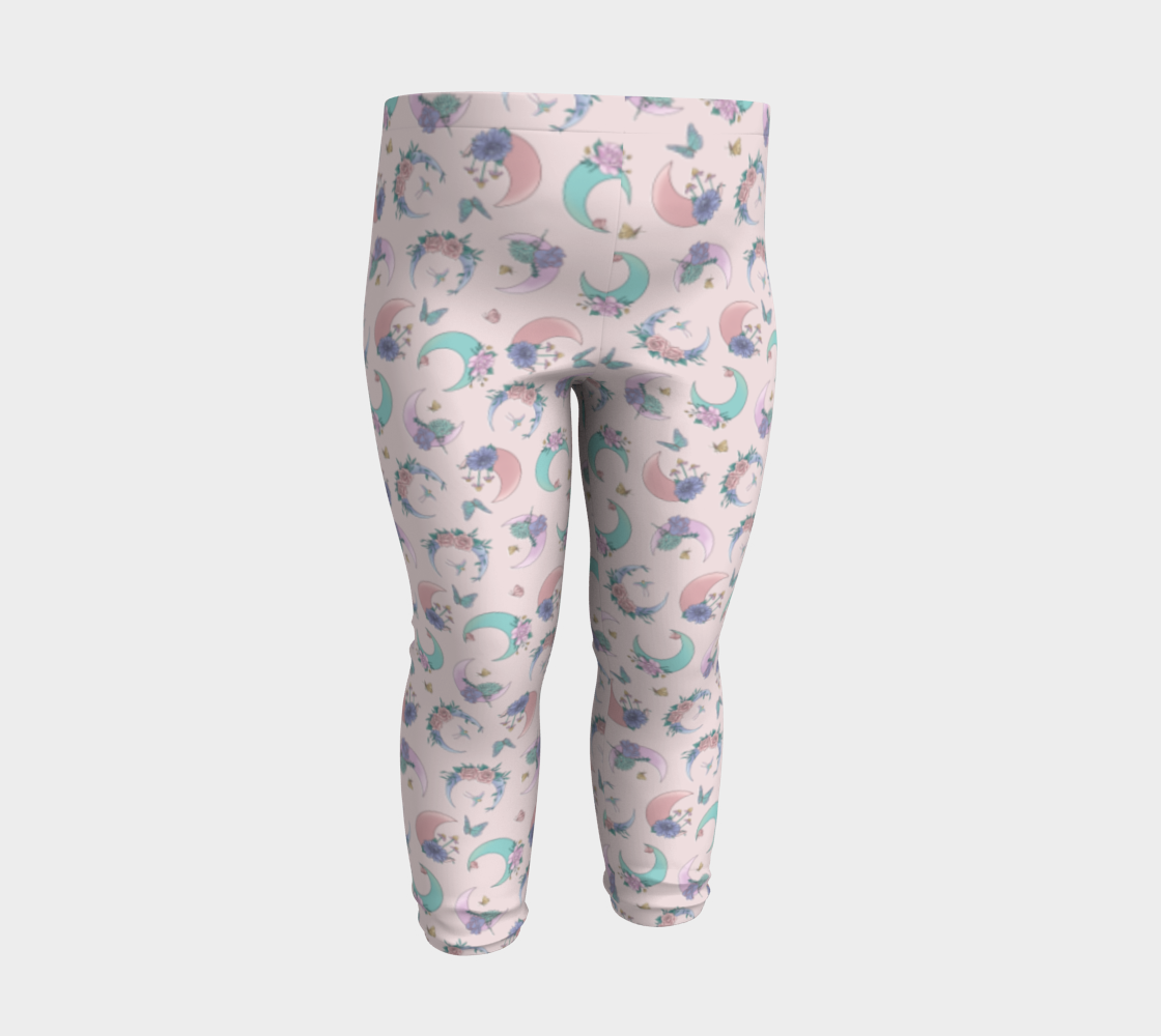 Fly me to the moon pink tossed baby leggings 3D preview