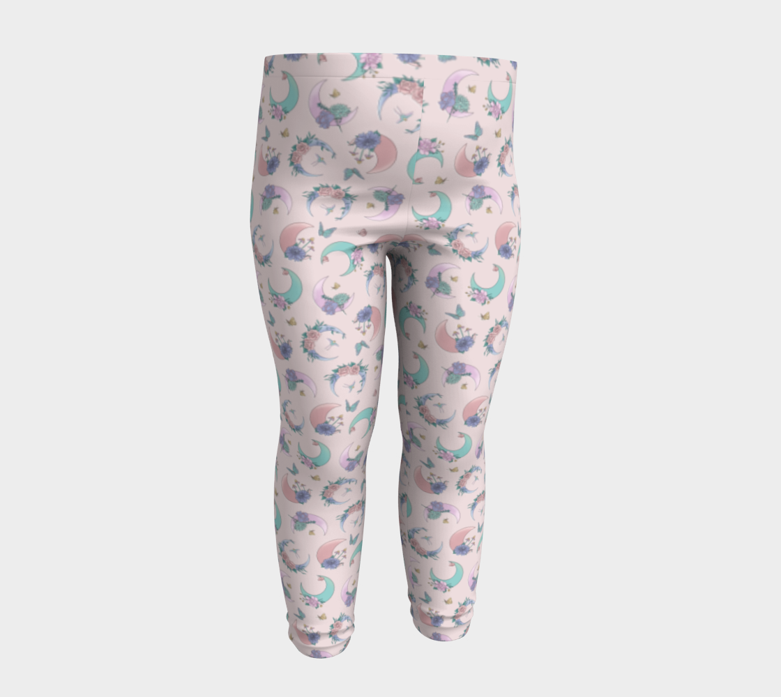 Fly me to the moon pink tossed baby leggings 3D preview