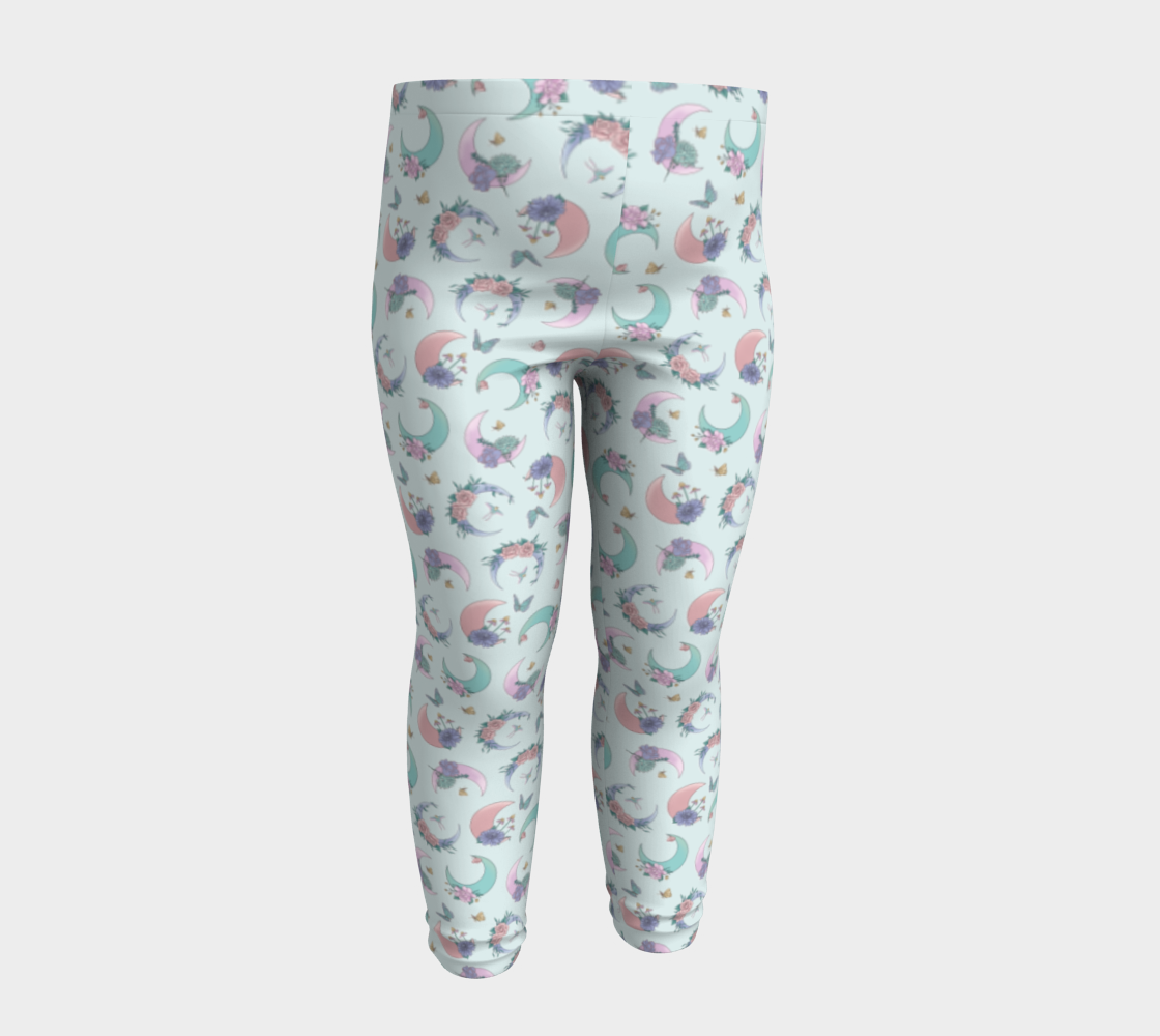 Fly me to the moon mint tossed baby leggings 3D preview