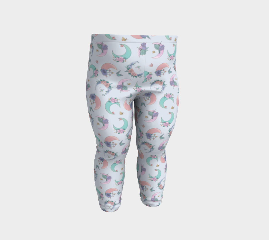 Fly me to the moon white tossed baby leggings 3D preview