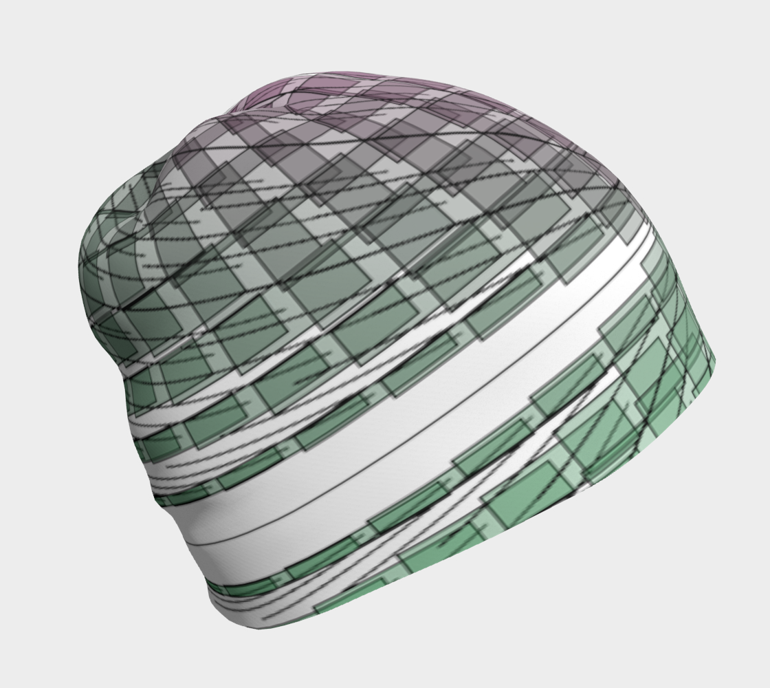 Green Red Ombre flow beanie hat 3D preview