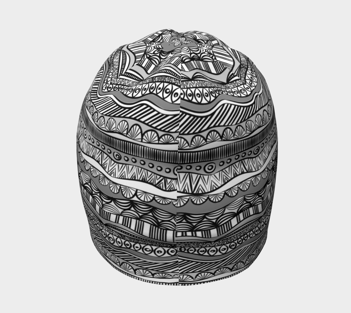 Monochrome Doodle Stripes Beanie preview #4