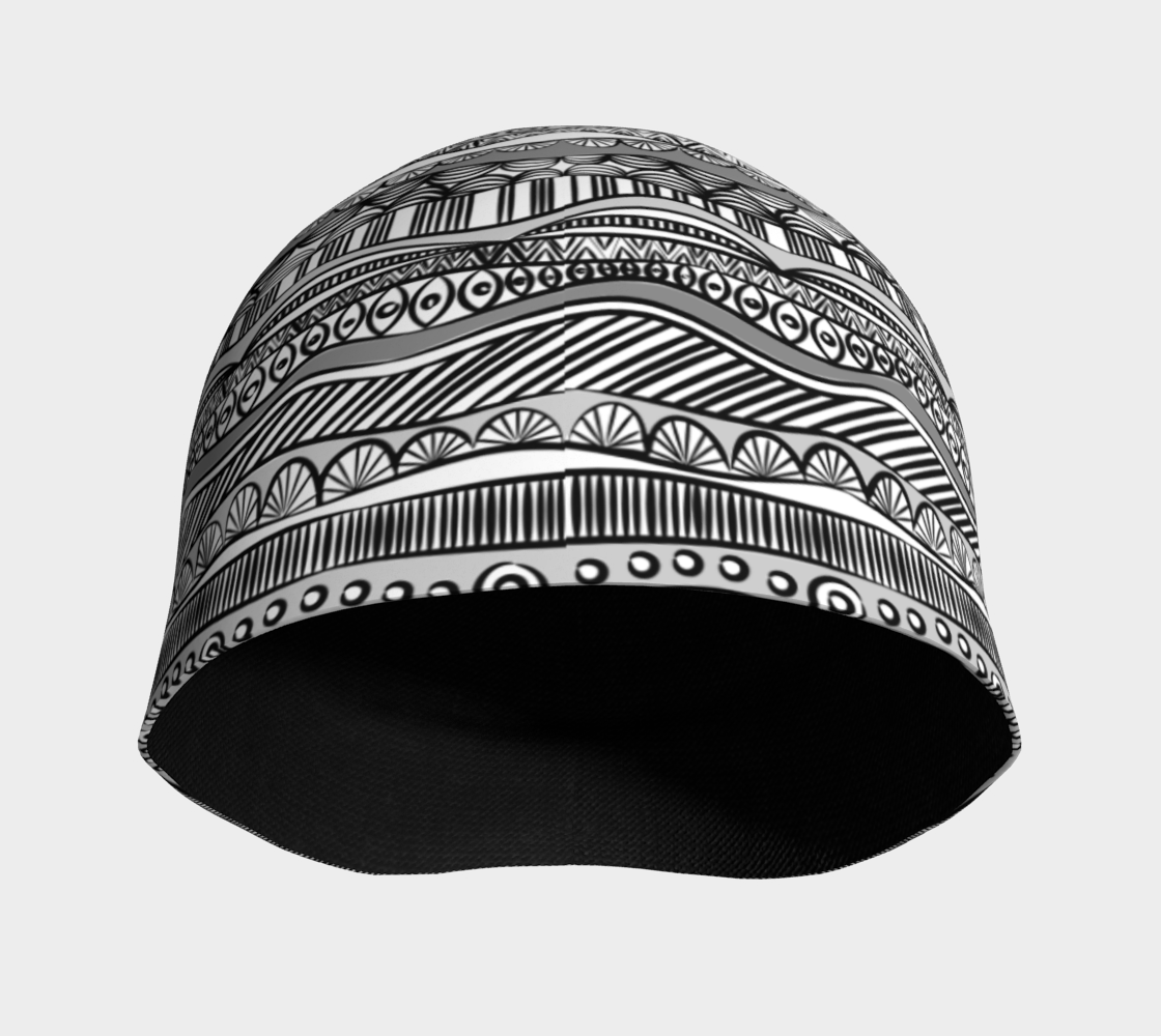 Monochrome Doodle Stripes Beanie preview #3