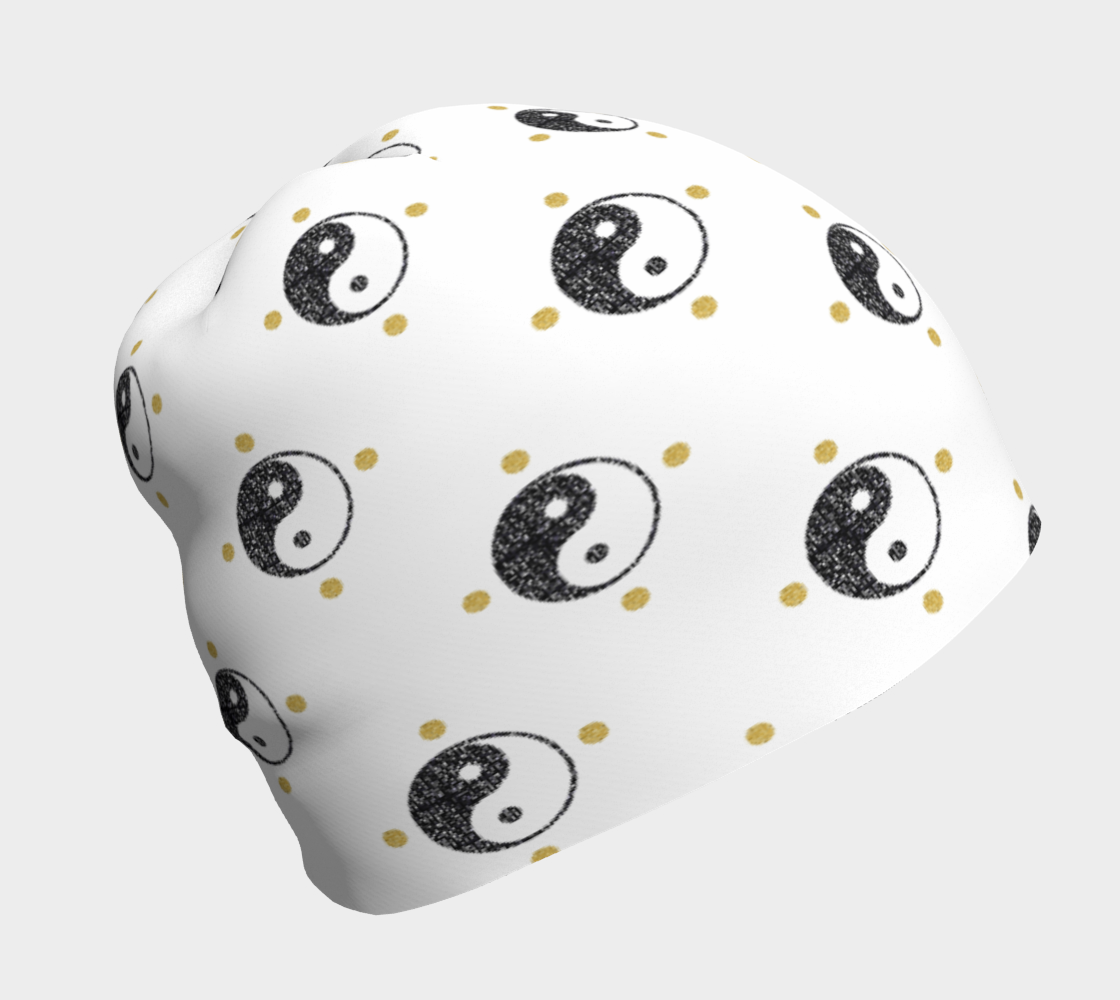 Yin Yang Symbol With Gold Polka Dots Beanie thumbnail #2