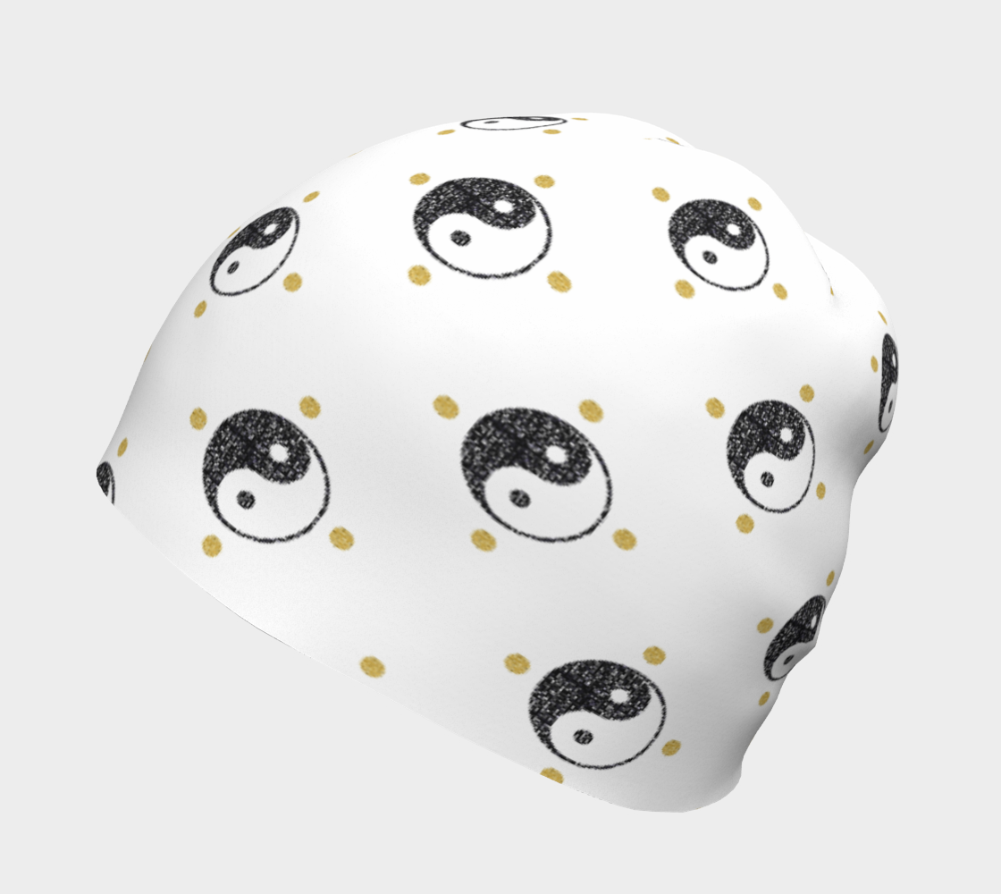 Yin Yang Symbol With Gold Polka Dots Beanie thumbnail #3