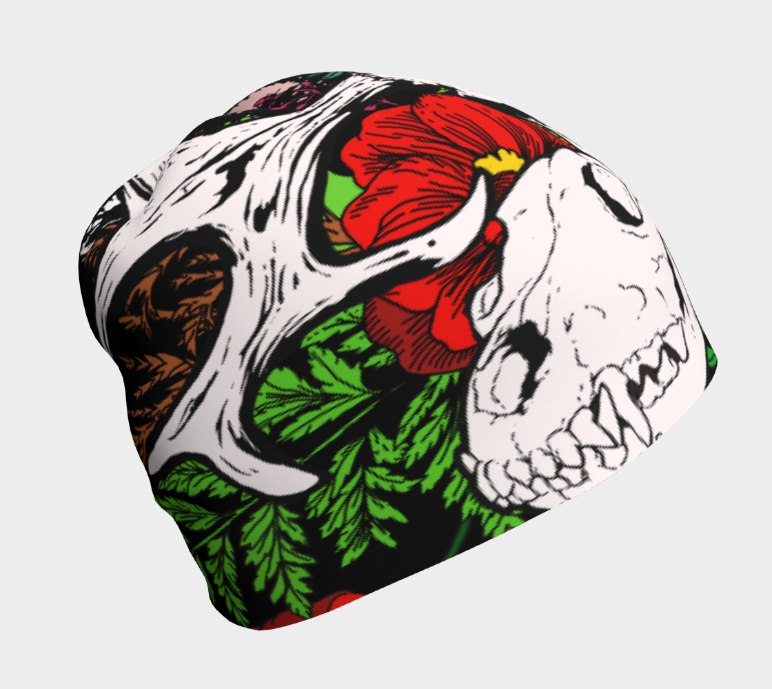 Aperçu de Wolf skulls, moose skull and flowers.