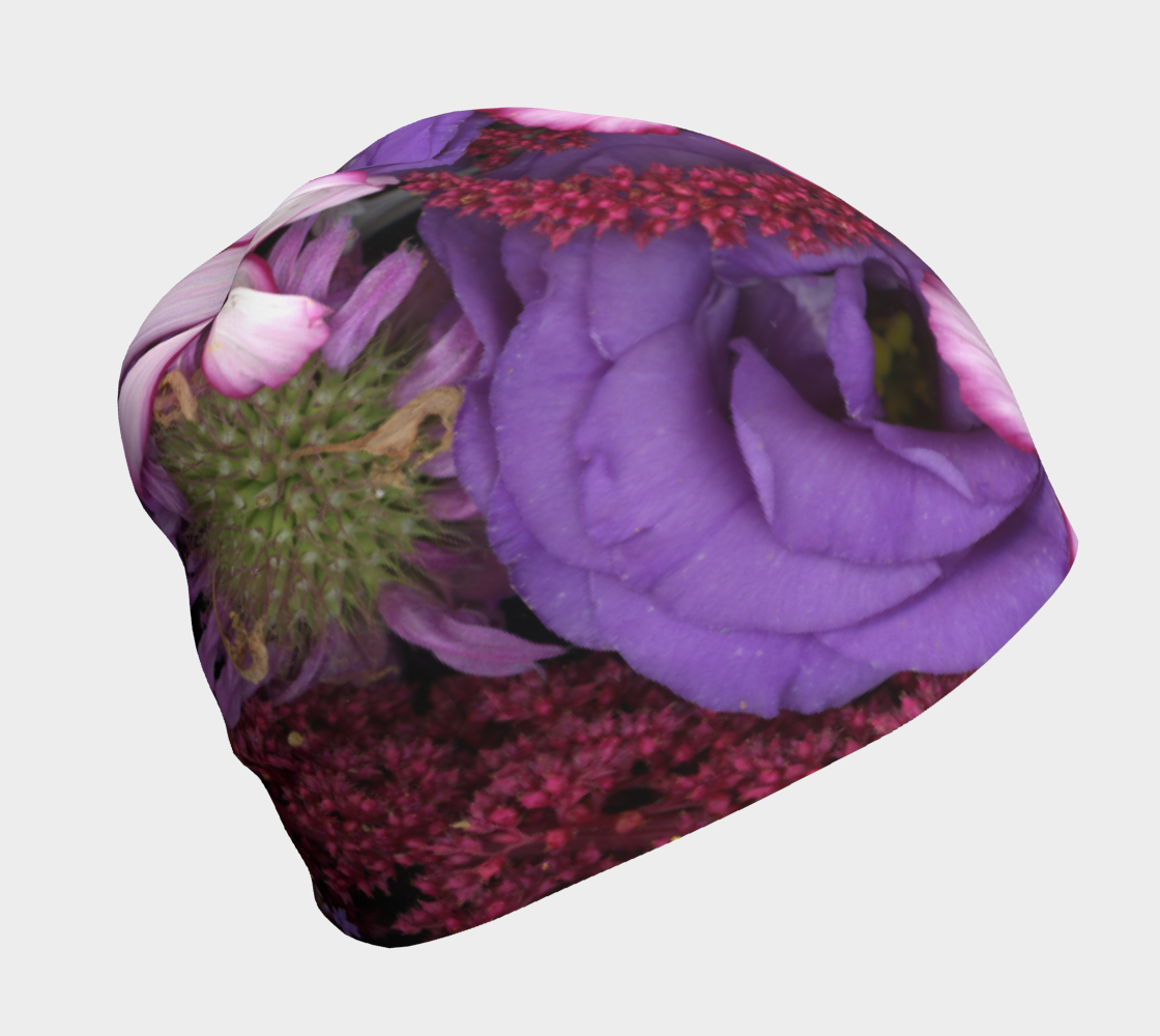 Beanie * Multicolor Floral Womens Cap*Flowered Hat*Bamboo Lining*Jades Heart Design preview