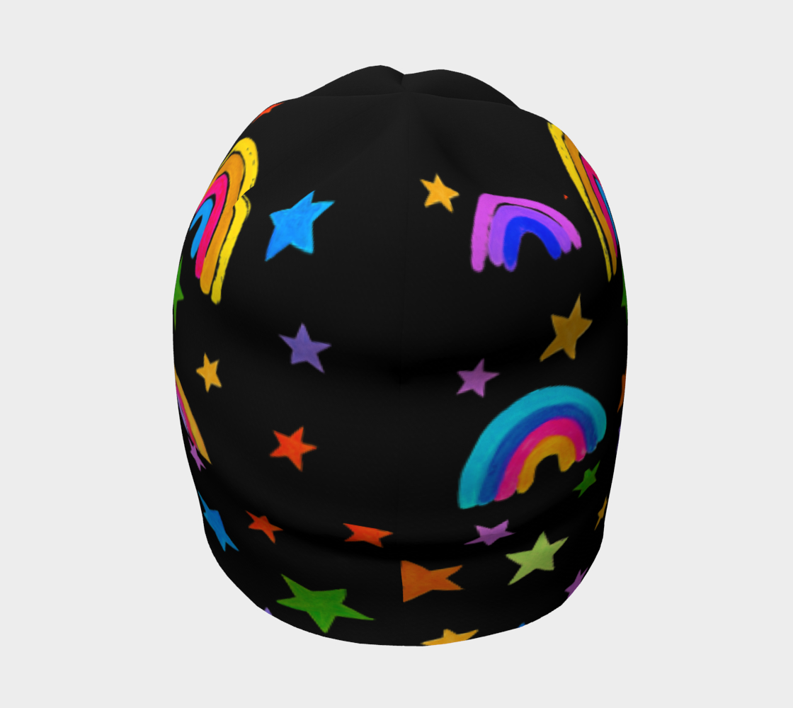 Rainbows and Stars on Black Beanie preview #4