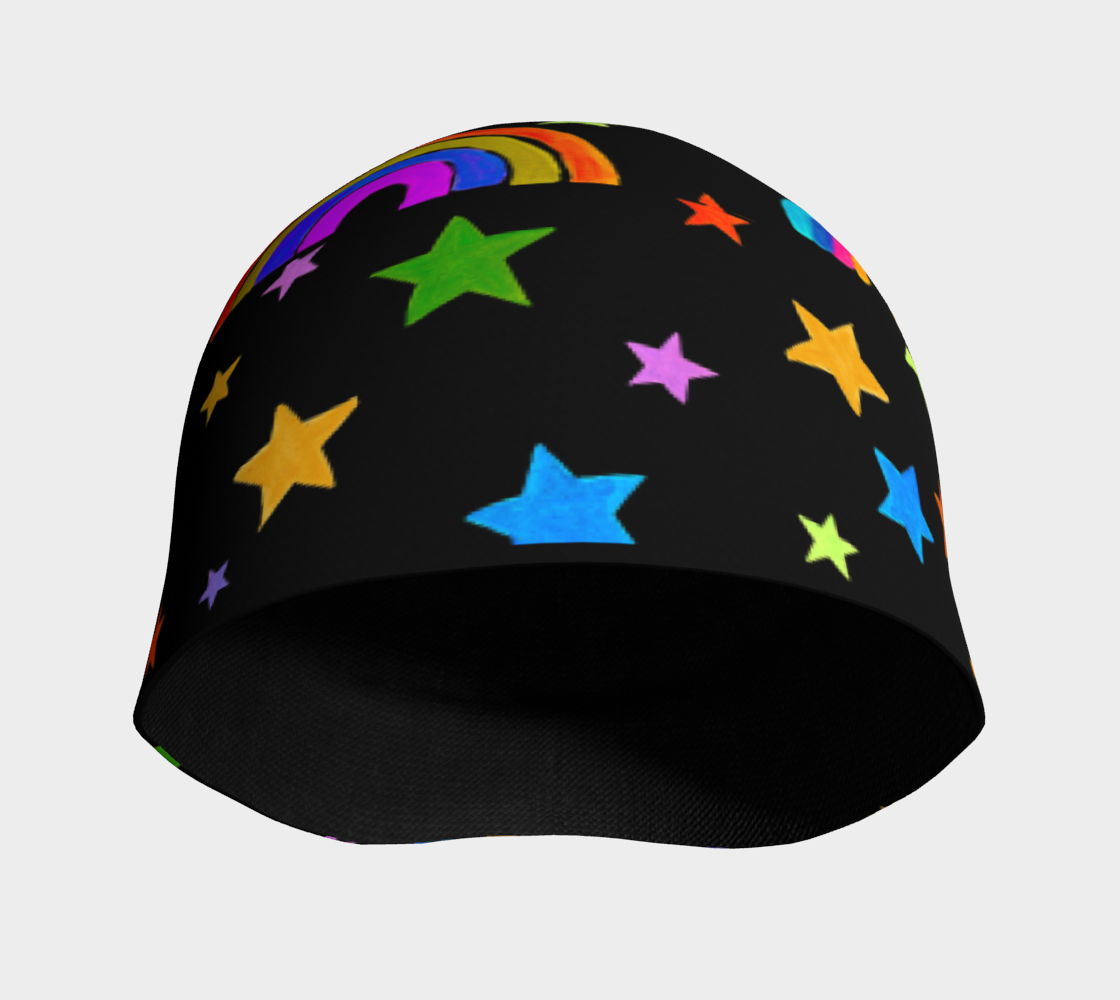 Rainbows and Stars on Black Beanie preview #3