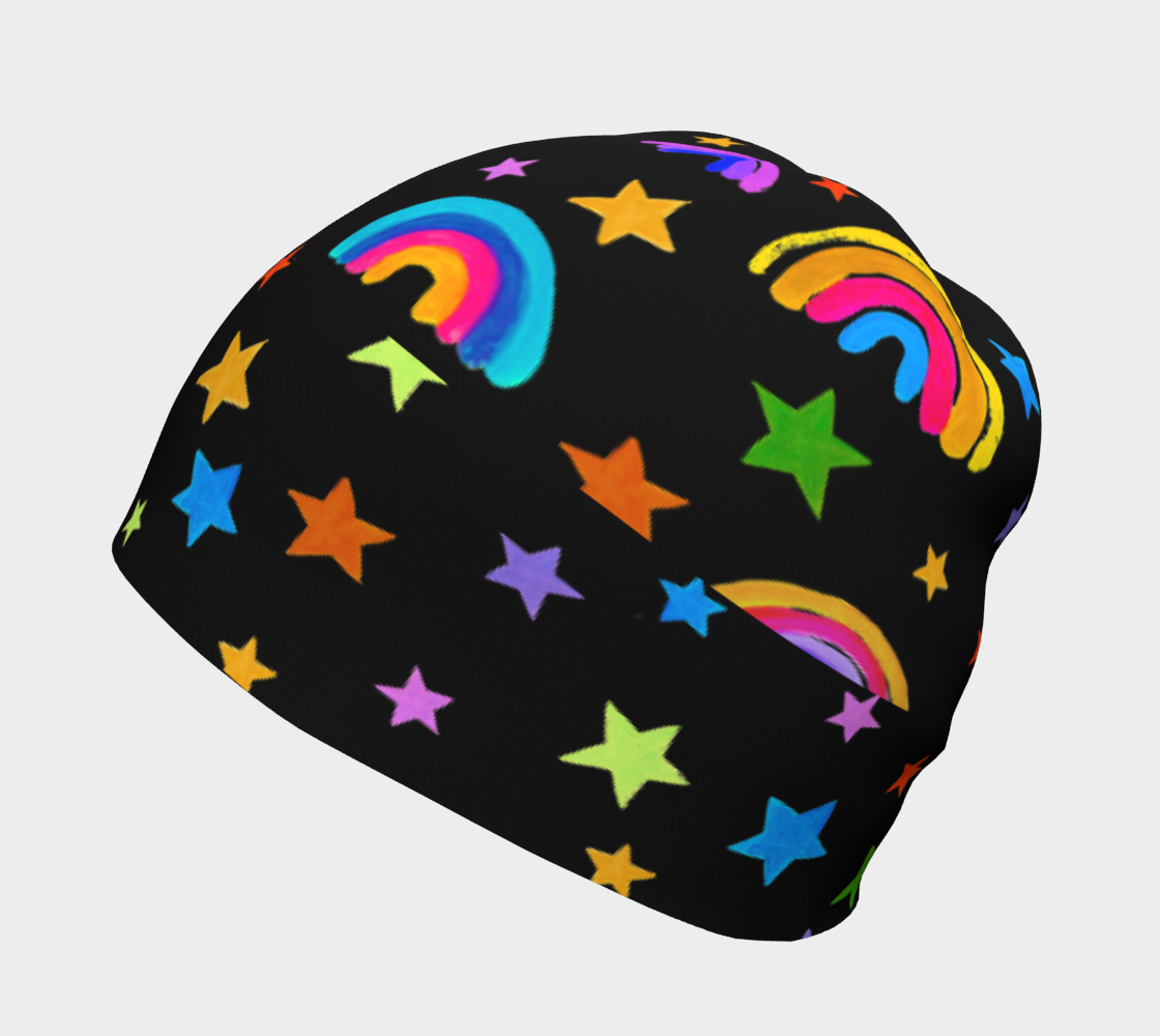 Rainbows and Stars on Black Beanie preview #2