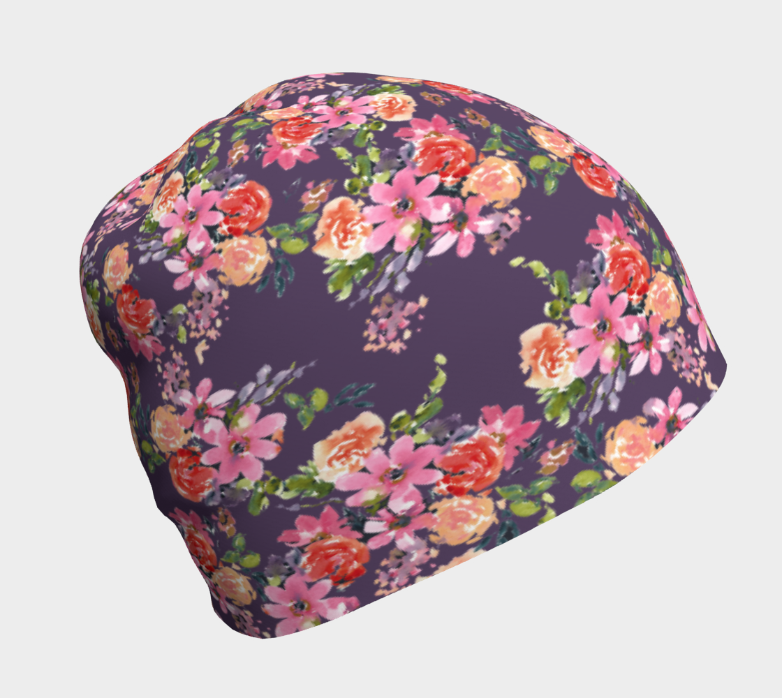 Pink Coral Floral Beanie preview