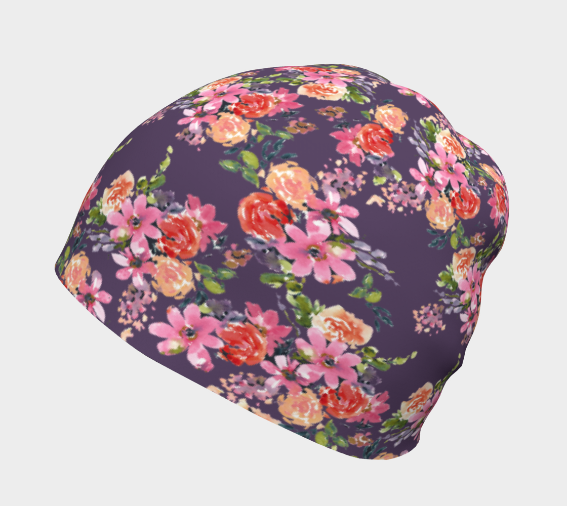 Pink Coral Floral Beanie preview #2