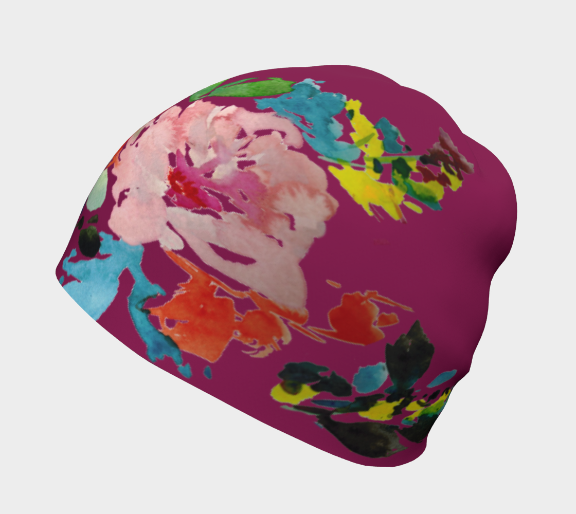Floral on Plum Beanie preview #2