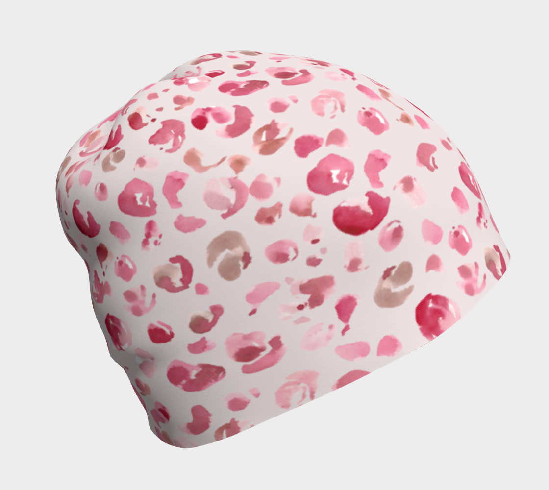 Pink Leopard Print Beanie 3D preview