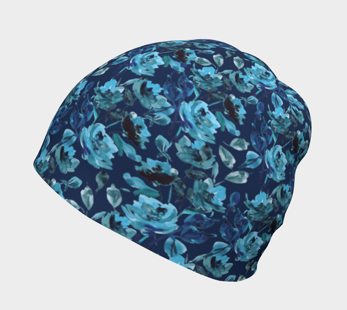 blue rose beanie hat thumbnail #3