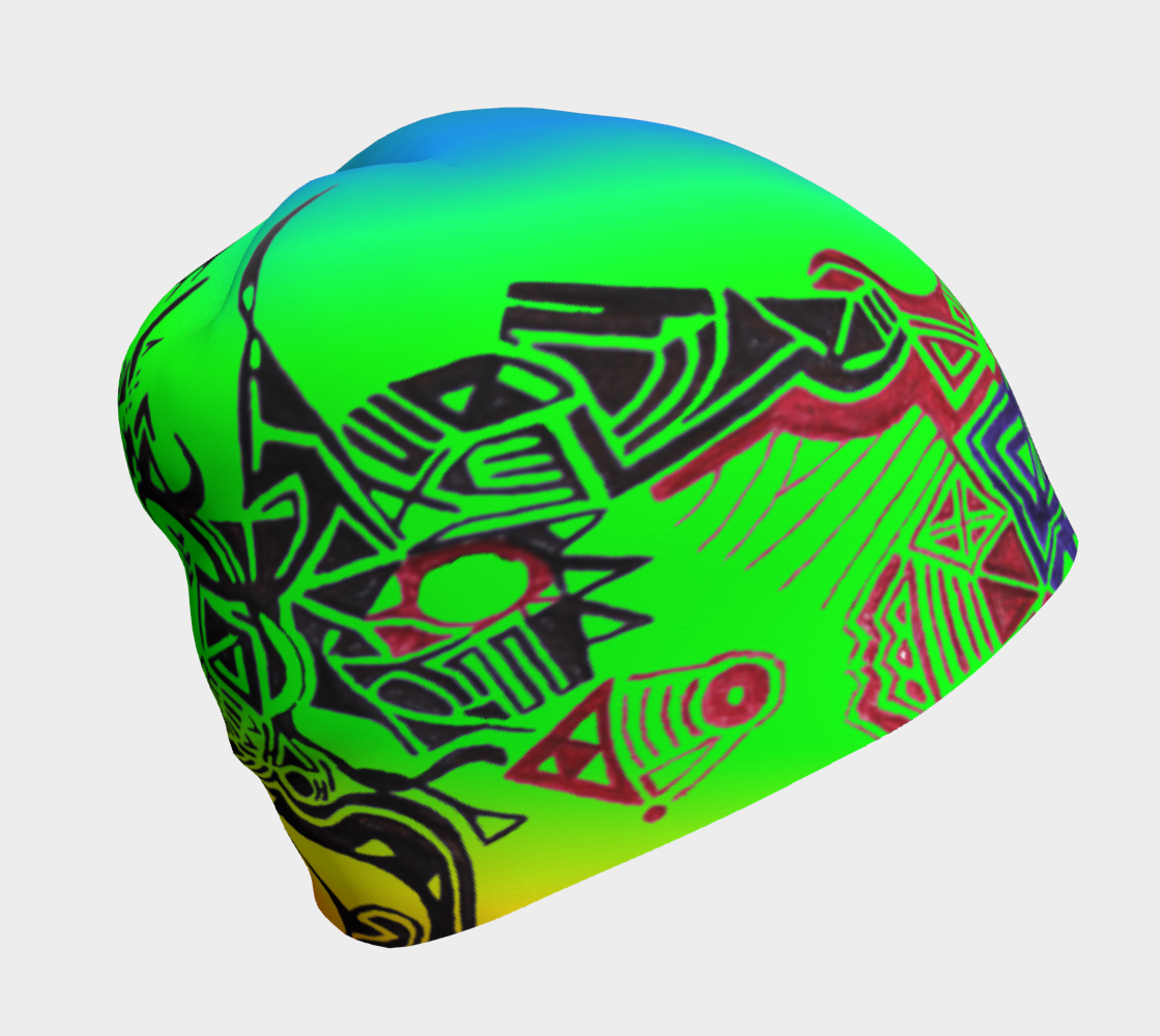 Tuque couleurs vives dessin encre imprimé -plusieurs tailles dispo- bonnet motif tribal tattoo abstrait - chapeau chaud hiver confortable douillet preview