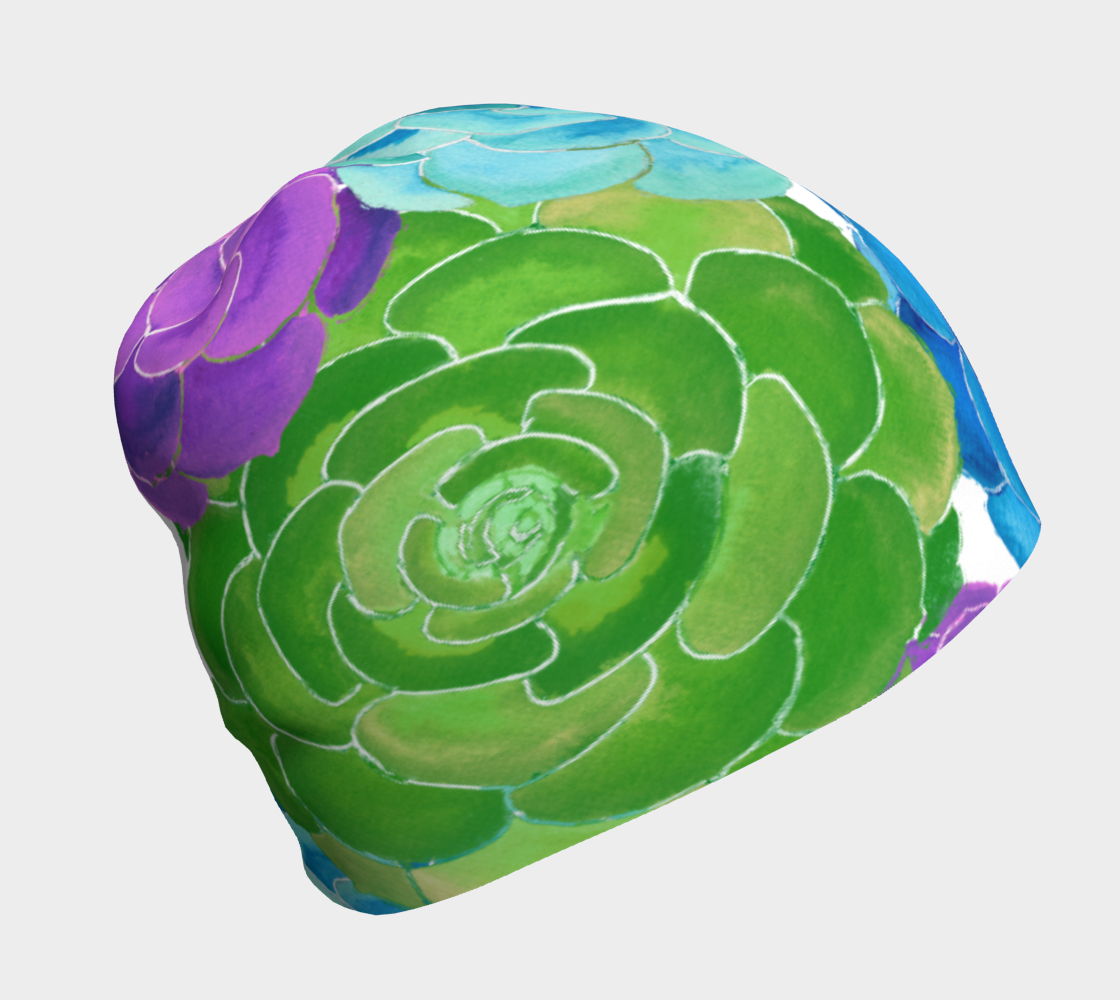 Colorful Succulents Floral Pattern Beanie preview
