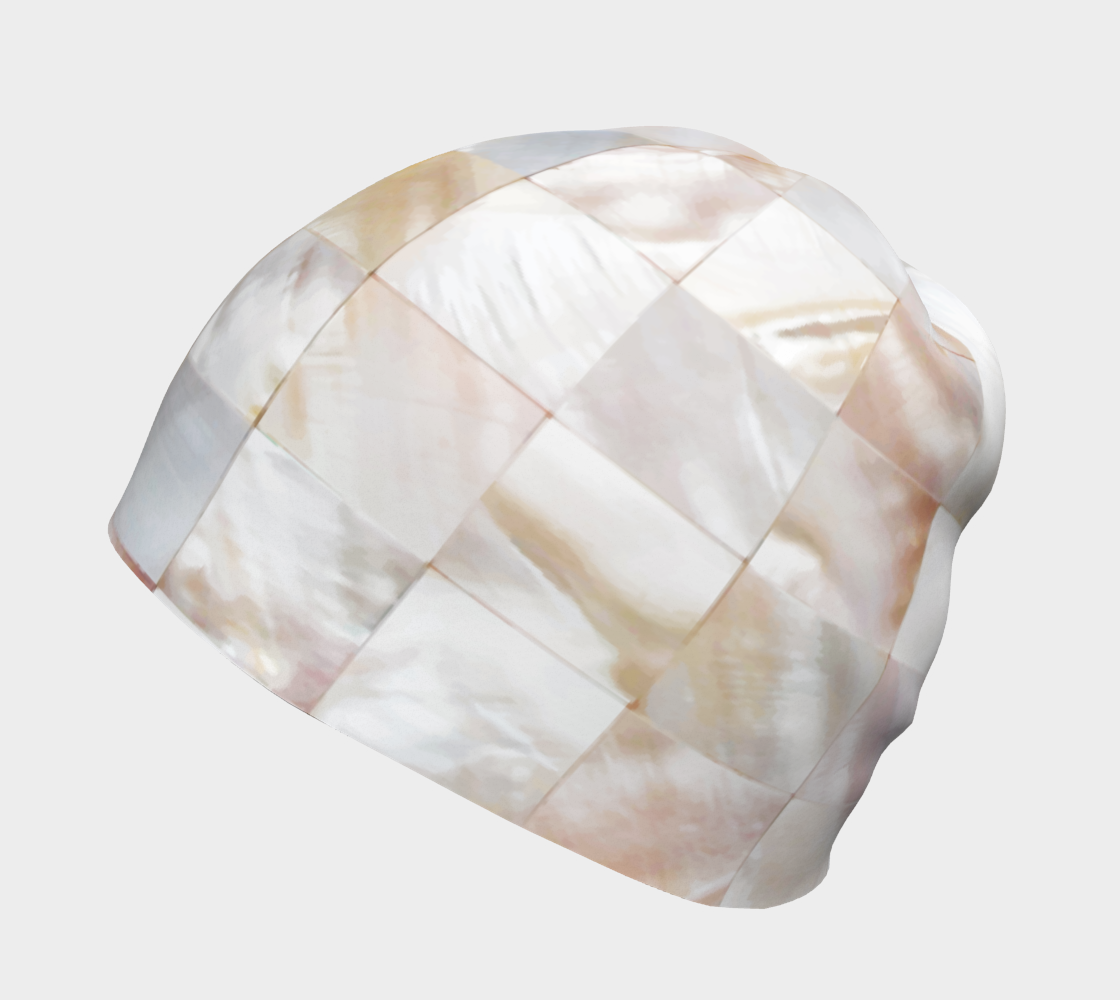 Aperçu de Mother of Pearl, Exotic Tiles Photography, Neutral Minimal Geometrical Graphic Design Beanie #2