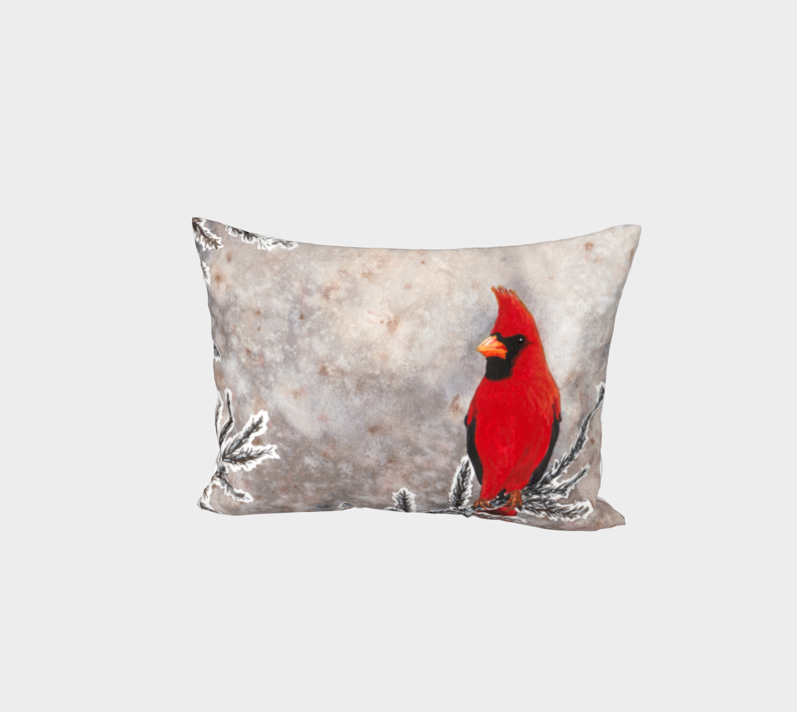 The red cardinal in winter Bed Pillow Sham aperçu