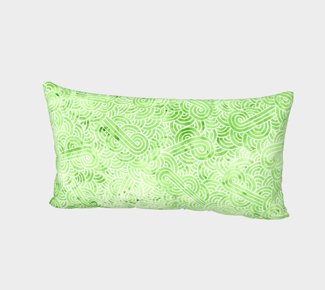 Greenery and white swirls doodles Bed Pillow Sham preview #2