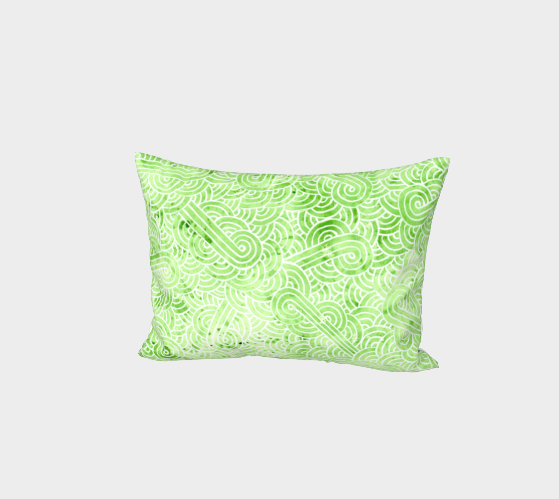 Greenery and white swirls doodles Bed Pillow Sham preview #1