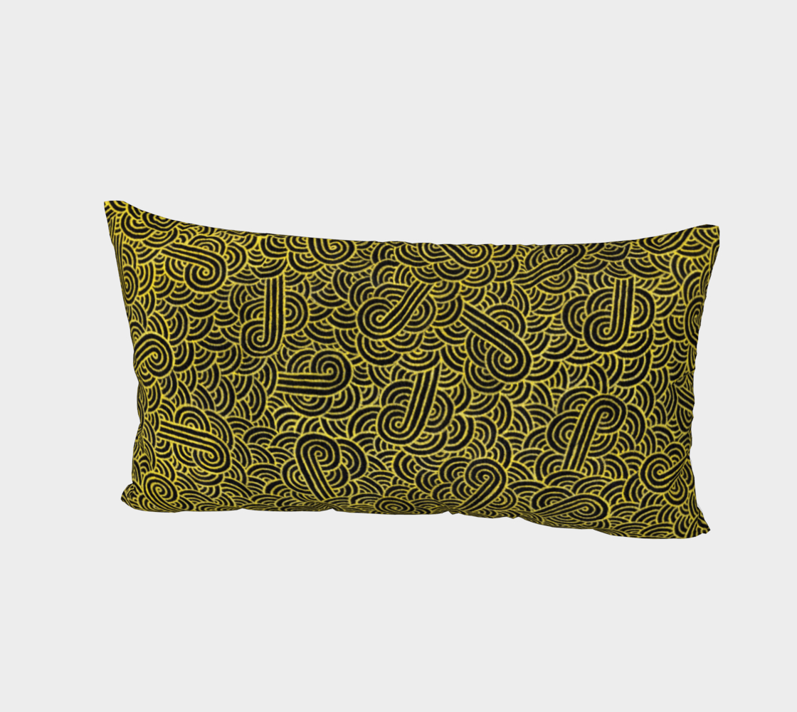 Faux gold and black swirls doodles Bed Pillow Sham preview #2