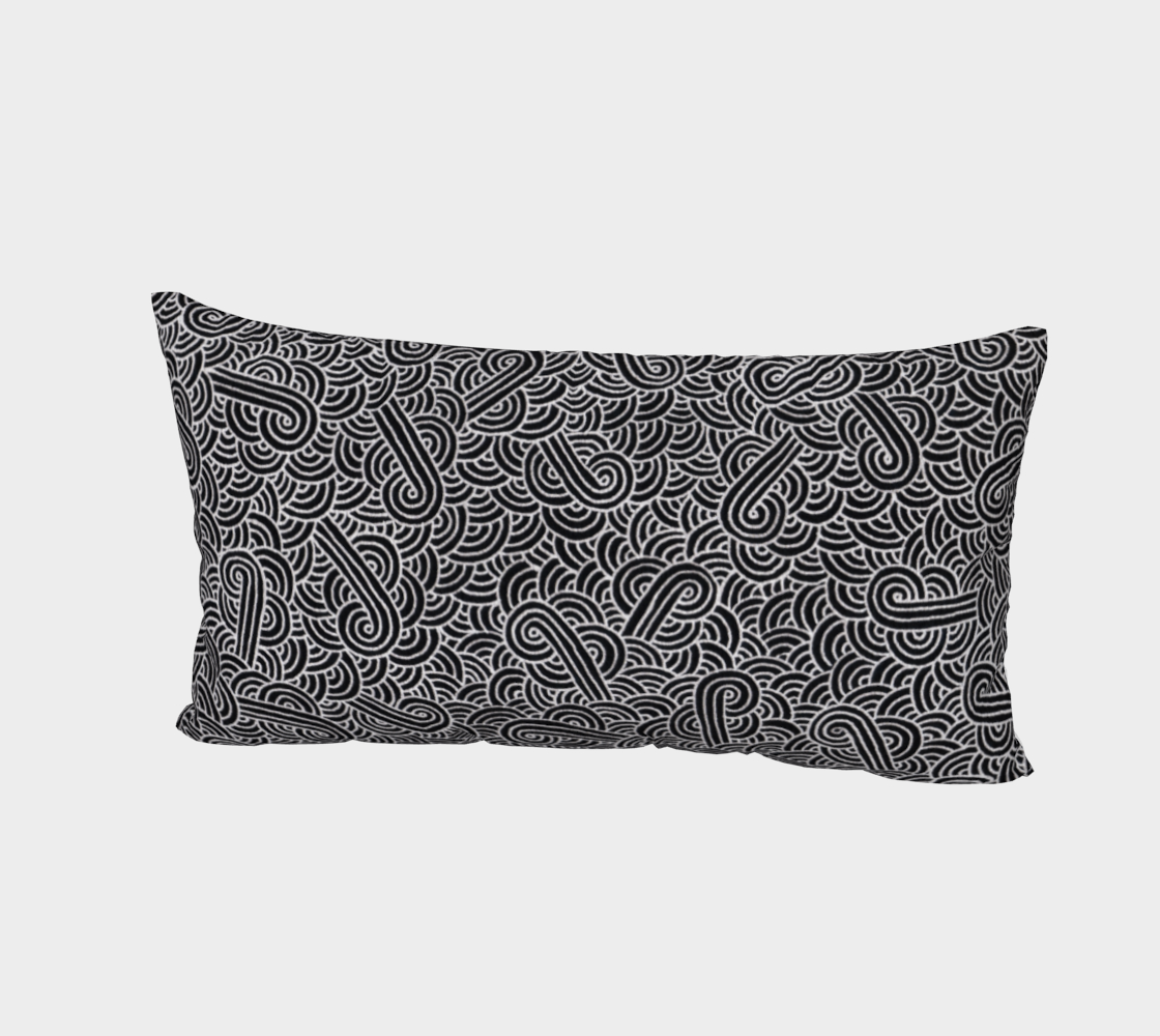 Faux silver and black swirls doodles Bed Pillow Sham preview #2