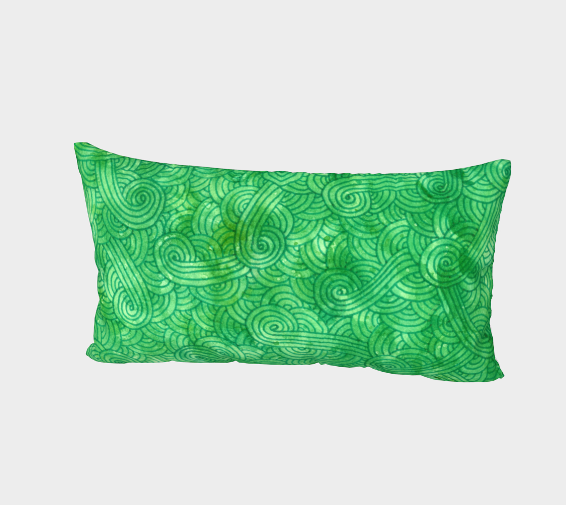Bright green swirls doodles Bed Pillow Sham preview #2