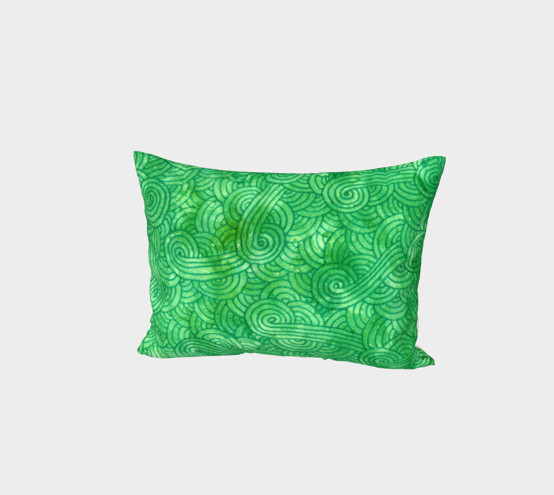 Bright green swirls doodles Bed Pillow Sham preview #1