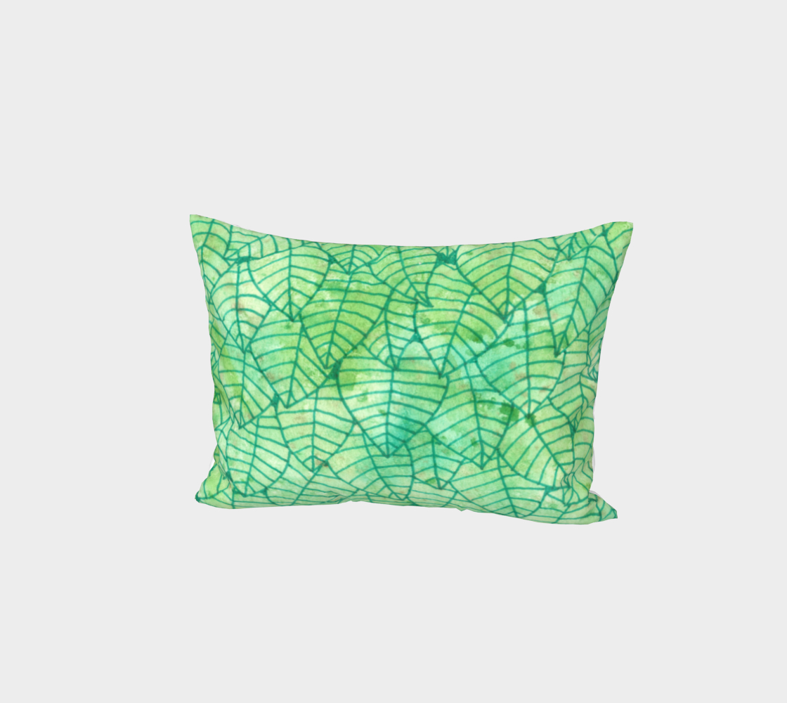 Green foliage watercolor Bed Pillow Sham preview #1