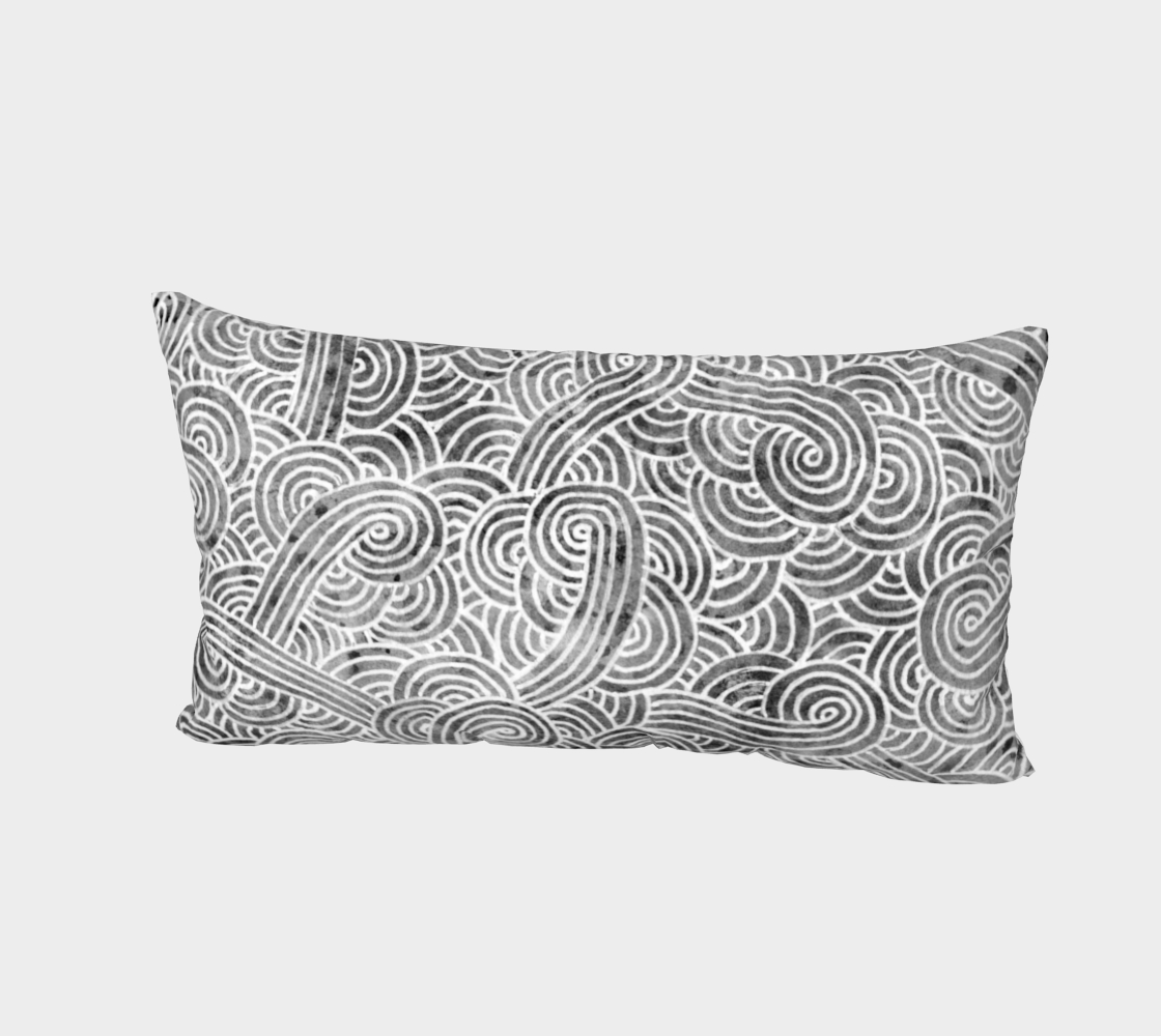 Grey and white swirls doodles Bed Pillow Sham 3D preview