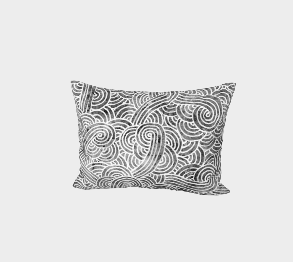 Grey and white swirls doodles Bed Pillow Sham preview #1
