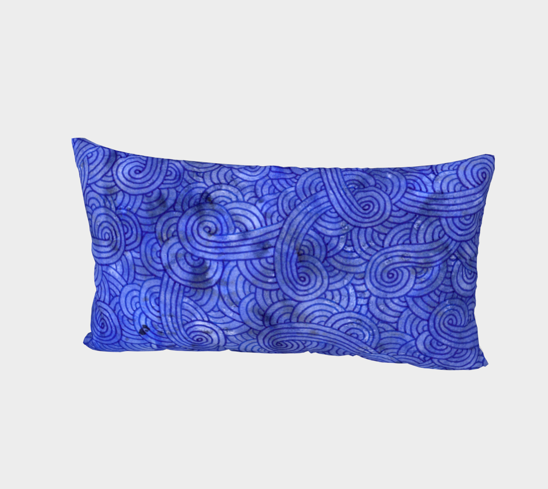 Royal blue swirls doodles Bed Pillow Sham preview #2