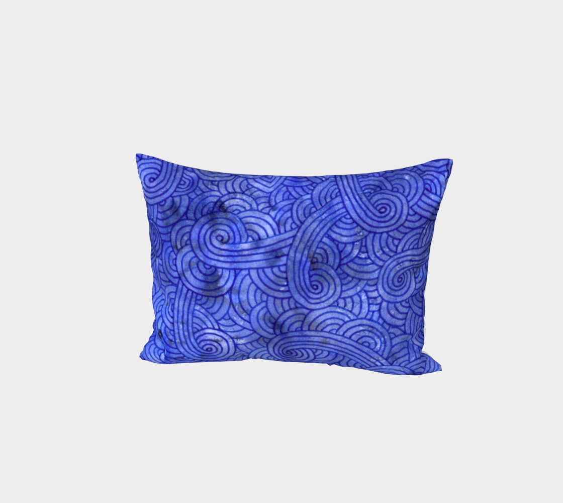 Royal blue swirls doodles Bed Pillow Sham preview #1
