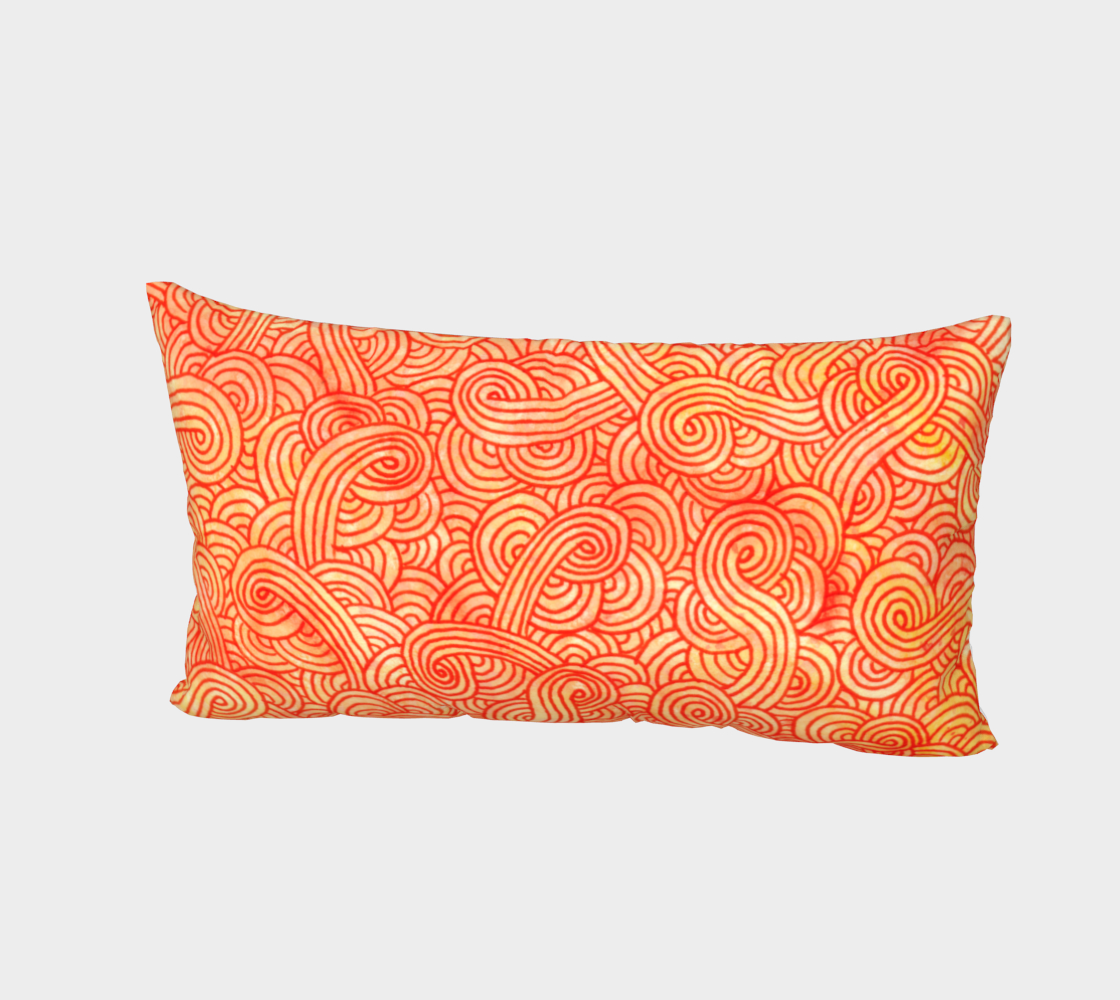 Orange and red swirls doodles Bed Pillow Sham thumbnail #3