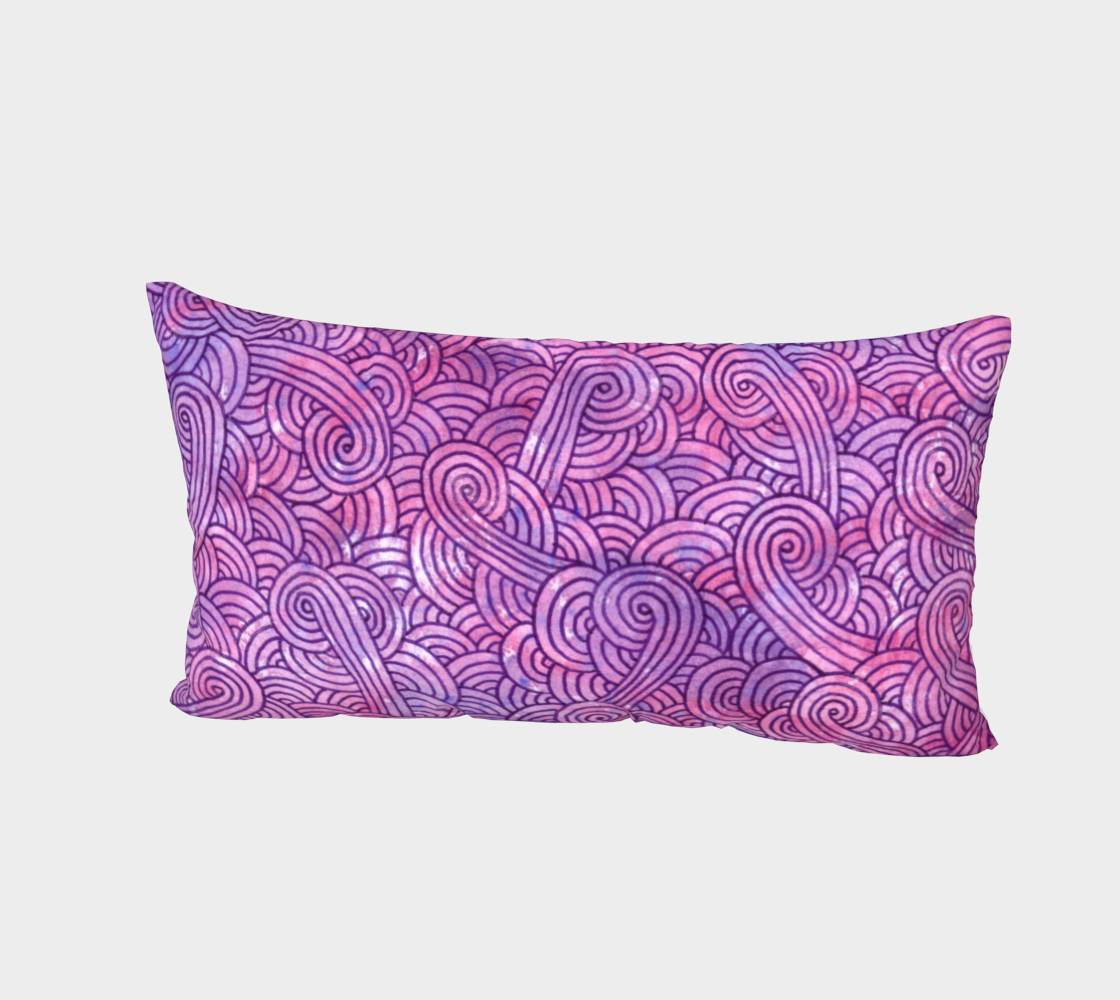 Neon purple and pink swirls doodles Bed Pillow Sham preview #2