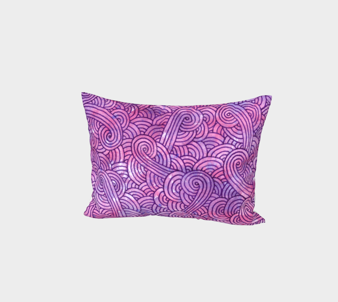 Neon purple and pink swirls doodles Bed Pillow Sham preview